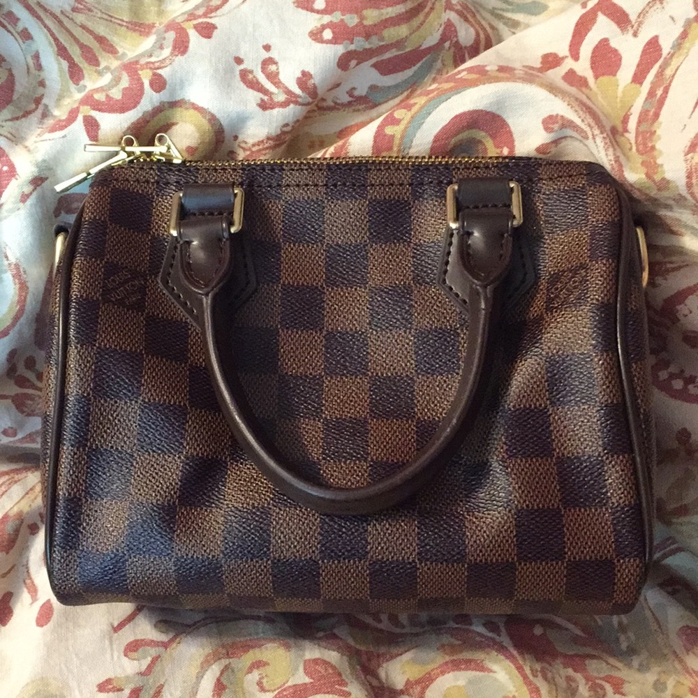 Genuine leather fashion purse damier ebene pattern